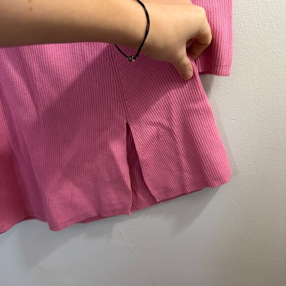 Zara Pink Turtleneck A-Line Dress / Slit Skirt - Sz S - Picture 3 of 4